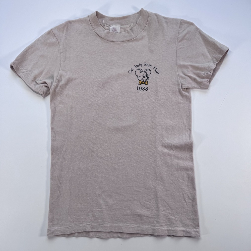 Vtg 1983 Cal Poly Rose Float 35th Anniv TShirt Small Single Stitch Cat Graphic